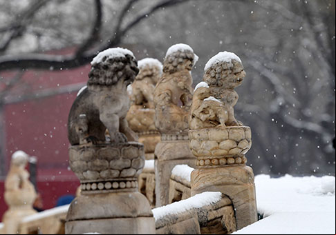 Una nevada cae en Beijing