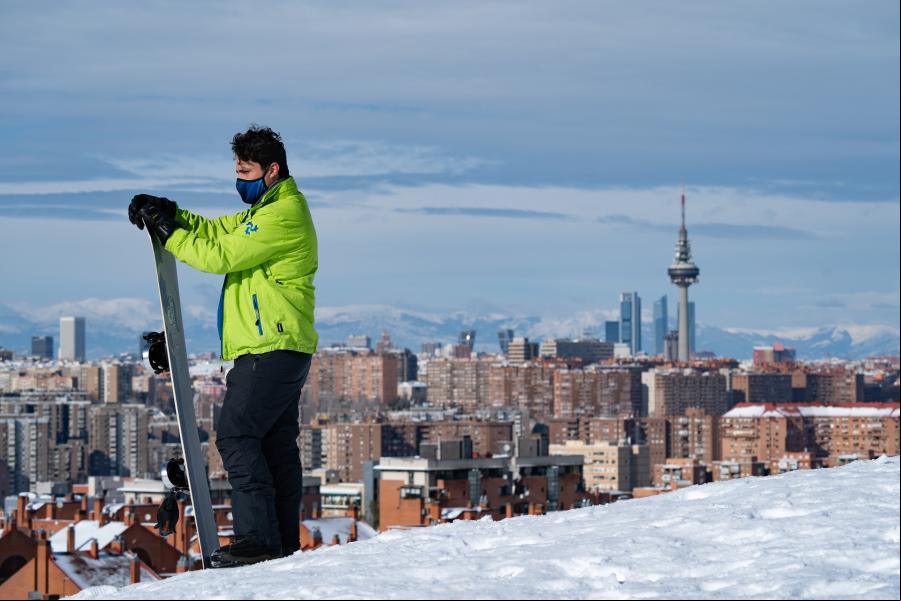 Fuerte nevada en Madrid, España