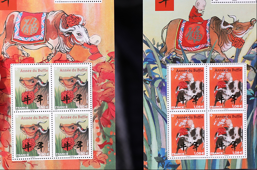 Empresa sa de servicios postales La Poste emite dos estampillas del Año del Buey